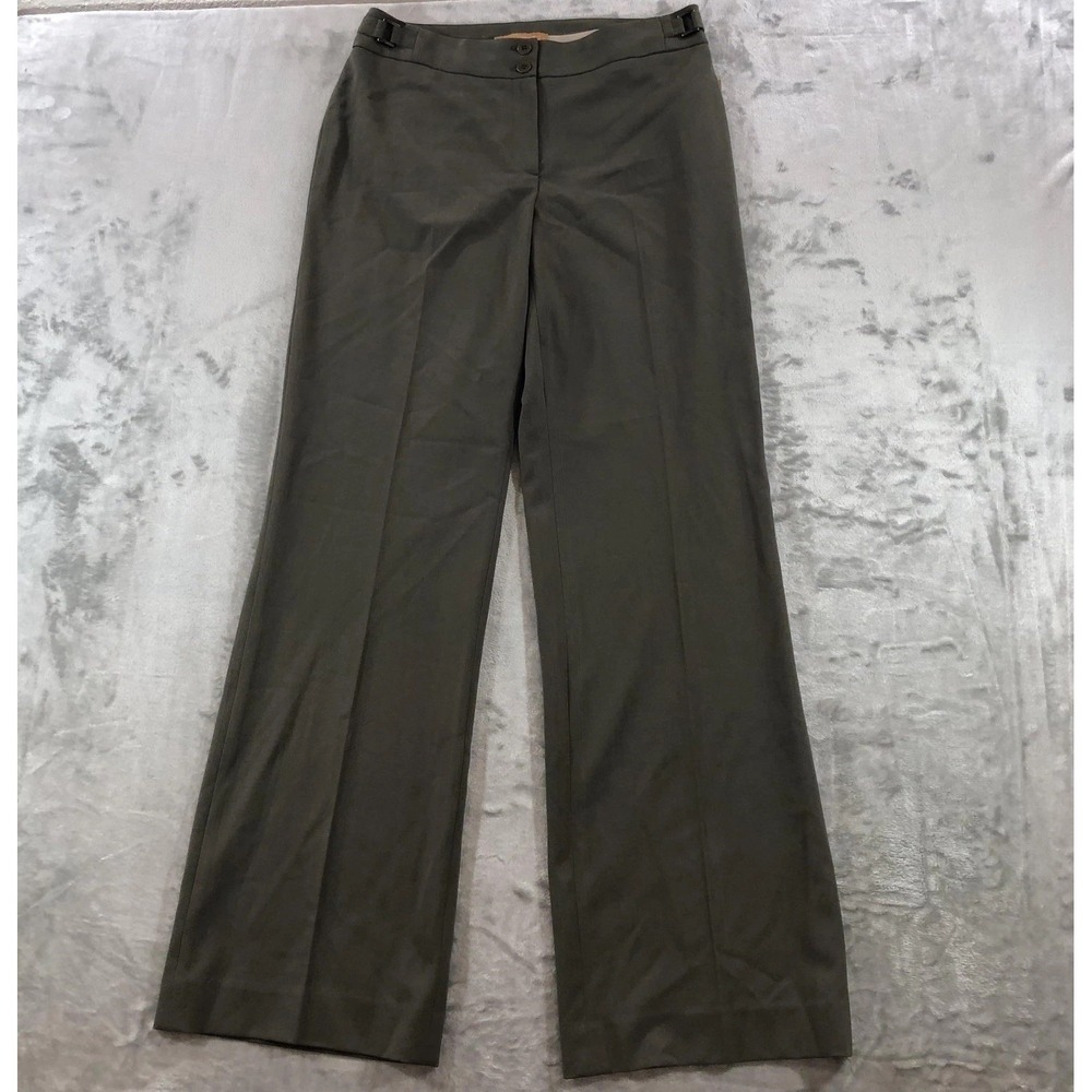Ellen Tracy Pants Womens 4 Green Modern Linda Wide Leg Dress Workwear Office